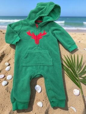 *1050 leveret fleece hooded romper Boys 12 months